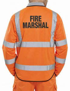 Long Sleeve Class 3 Waistcoat Jerkin Orange - Fire Marshal