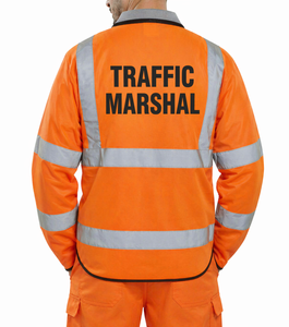 Long Sleeve Class 3 Waistcoat Jerkin Orange - Traffic Marshal
