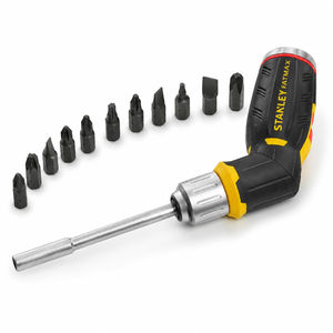 Stanley Ratchet Screwdriver FatMax Pistol Grip 12 Bits