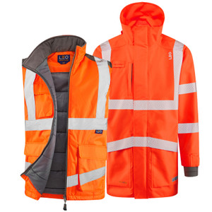 Leo Clovelly Performance+ Breathable Anorak and Torrington Bodywarmer Orange
