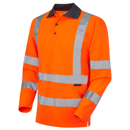 Leo Woolsery EcoViz Performance Sleeved Polo Shirt Orange