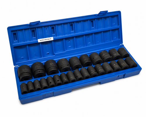 Impact Socket Set - 1/2 Drive Metric 26 Piece - Regular Length