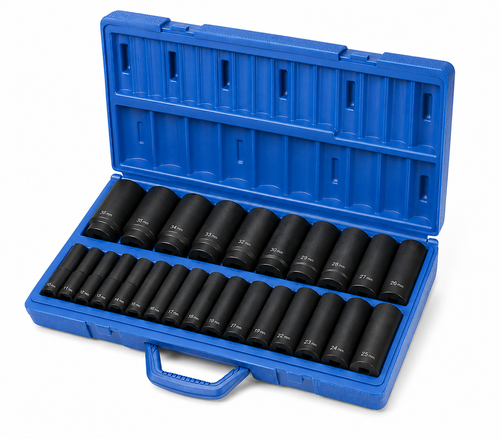 Impact Socket Set - 1/2 Drive Metric 26 Piece - Deep Length