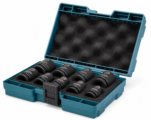 Makita E-16564 1/2" Square Drive Impact Black Socket Set with Case 9pc