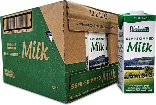 Pack of 12 Semi Skimmed Milk UHT  - 1 Litre