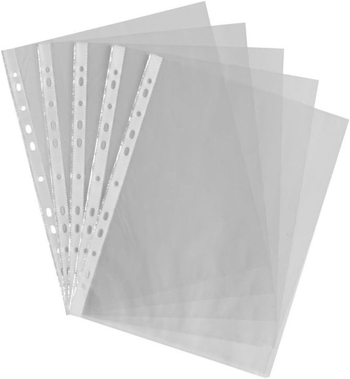 Clear Plastic A4 Pockets Punched - Pack of 100