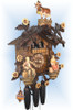 Cuckoo Clock chalet style 20 inch Cattle Drive by August Schwer left side Cuckoo Clock chalet style 20 inch Cattle Drive by August Schwer left side