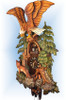 Cuckoo Clock hand carved 38 inch Fox and Eagle by August Schwer - right angle Cuckoo Clock hand carved 38 inch Fox and Eagle by August Schwer - right angle