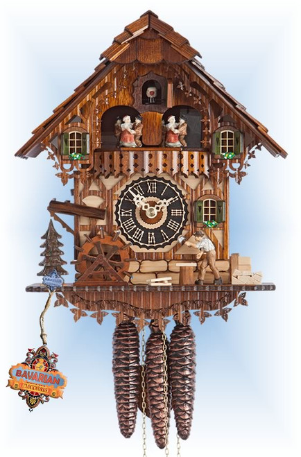 Hones | 696t | 12''H | Wood Mill | Chalet style | cuckoo clock | full view