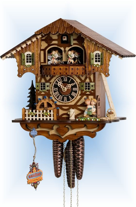 Hones | 6205t | 11''H | First Kiss | Chalet style | cuckoo clock | full view