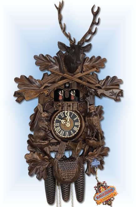 Hones Trophy Buck 24"H Hand Carved German Cuckoo Clock | Full View