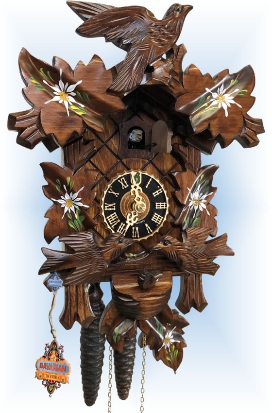 Cuckoo Clock 400/3ed Nesting Edelweiss | by Hones | On Sale