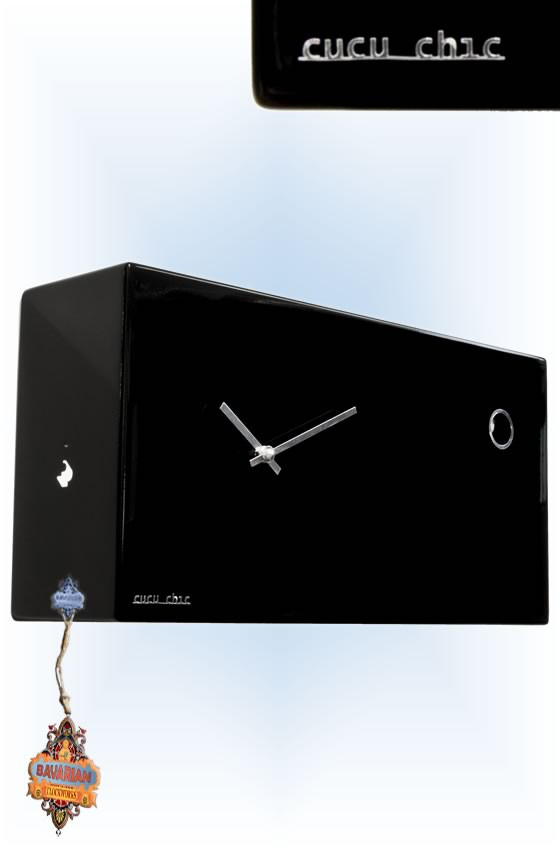 Cucu Chic Black by Progetti | Modern Cuckoo Clock | Left View