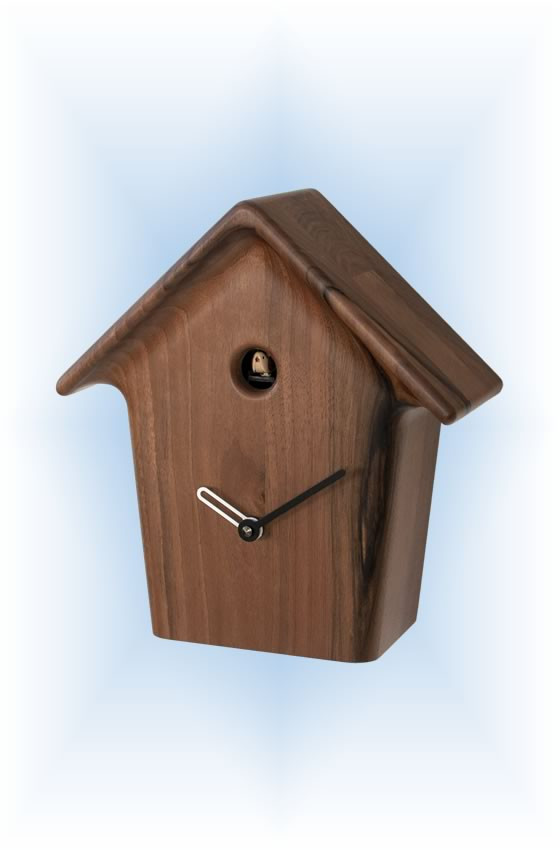 Cuckoo Clock modern style Mochi Mochi Solid Walnut by Progetti - right