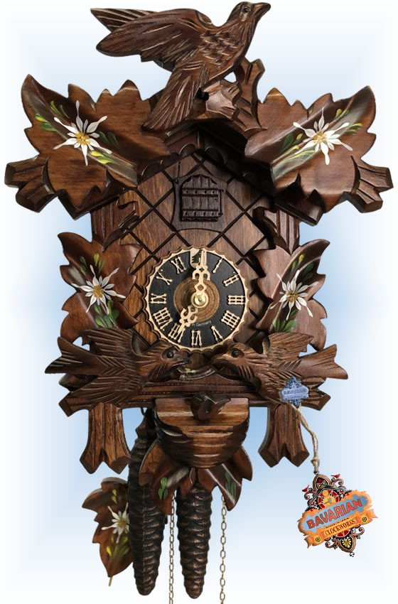 Nesting Edelweiss 13" Cuckoo Clock