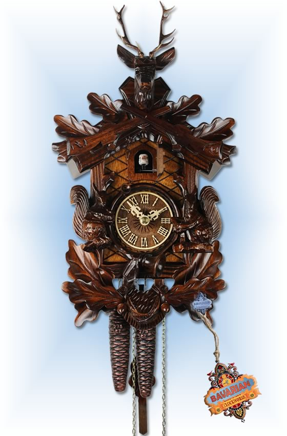 Squirrel Hunter 14" Cuckoo Clock