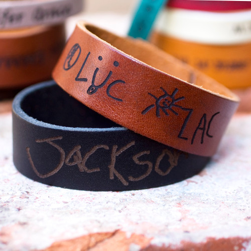 Handwritten -Signature  Leather Bracelets