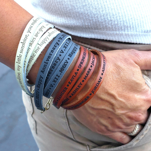 leather wrap message bracelets