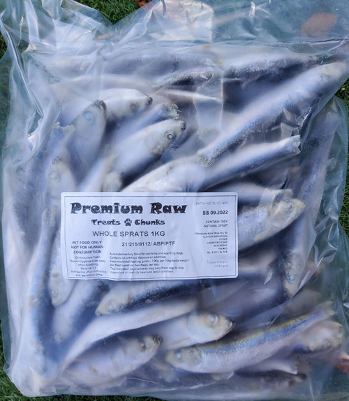 Whole sprats, perfect as part of a balanced DIY diet or a tasty treat.