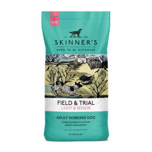 Skinner's Field & Trial Light & Senior Dog Food is a specially formulated diet for dogs that are overweight, prone to weight gain or have slower metabolisms through ageing. The food contains carefully selected ingredients to assist weight maintenance, including chicken meat meal, naked oats, sunflower oil and linseed, providing a complete and nutritionally balanced diet. Whilst the unique formula has a low calorie content, no compromise is made on quality, texture or taste and the combination of digestible proteins, fibres and vitamins provides a palatable and nutritious diet your dog is guaranteed to enjoy. The wheat gluten-free recipe is great for dogs with sensitive digestions, reducing the risk of exacerbating allergies or stomach upsets.