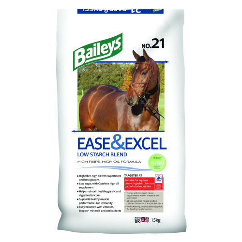 Ease & Excel is ideal for promoting weight gain, maintaining condition and supporting performance in all horses and ponies requiring a low starch diet.