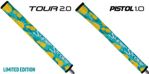 SuperStroke Limited Edition Hawaii Putter Grip featuring a tropical pineapple design in bright yellow and teal blue, available in Tour 2.0 and Pistol 1.0 sizes. Designed with No Taper Technology for enhanced control, consistency, and precision. Perfect for golfers seeking a stylish and high-performance putter grip. SuperStroke Limited Edition Hawaii Putter Grip featuring a tropical pineapple design in bright yellow and teal blue, available in Tour 2.0 and Pistol 1.0 sizes. Designed with No Taper Technology for enhanced control, consistency, and precision. Perfect for golfers seeking a stylish and high-performance putter grip.