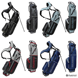 FastFold Columbia Waterproof Golf Stand Bags in multiple colour options including Black, Black/Grey, Black/Blue, Navy and Grey/Red, shown upright and on stand. FastFold Columbia Waterproof Golf Stand Bags in multiple colour options including Black, Black/Grey, Black/Blue, Navy and Grey/Red, shown upright and on stand.