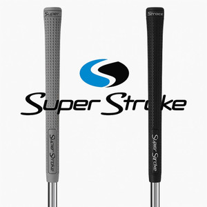 Superstroke Lamkin Crossline 2.0 Golf Grips in grey and black shown front-facing with central logo on white background Superstroke Lamkin Crossline 2.0 Golf Grips in grey and black shown front-facing with central logo on white background