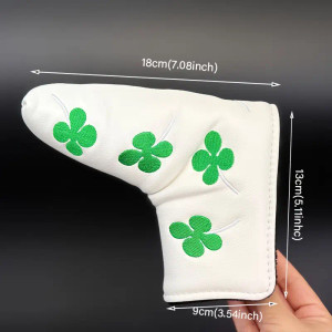 Four-Leaf Clover Pattern Golf Blade Putter Head Cover. Four-Leaf Clover Pattern Golf Blade Putter Head Cover.