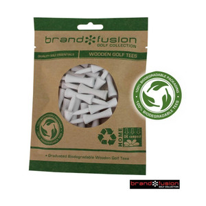 BrandFusion 51mm Graduated Biodegradable White Wooden Golf Tees BrandFusion 51mm Graduated Biodegradable White Wooden Golf Tees