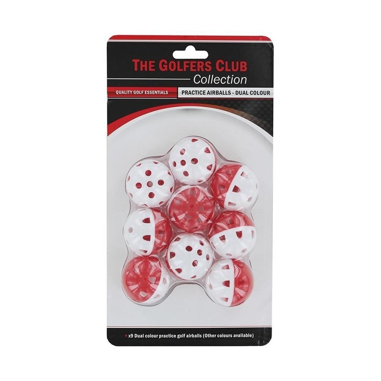 Golfers Club Dual Colour White / Red Practice Balls - 9 x Balls Pack