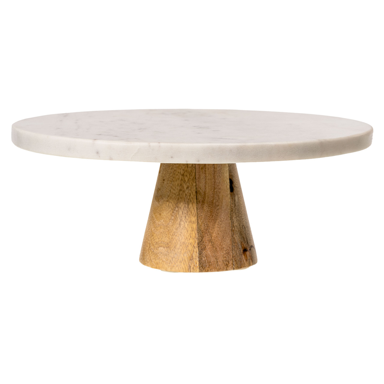 White Marble & Wood Cake Stand, Small | Be Home | San Francisco Bay Area