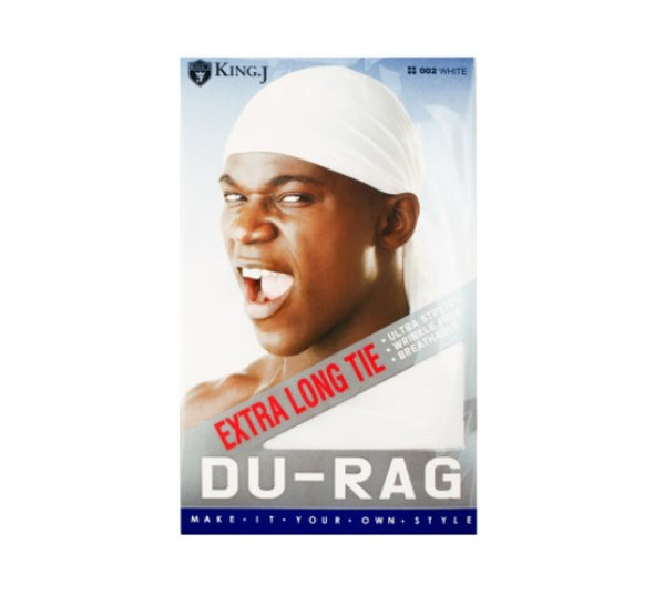 Extra Long Tie Du-Rag #002 White