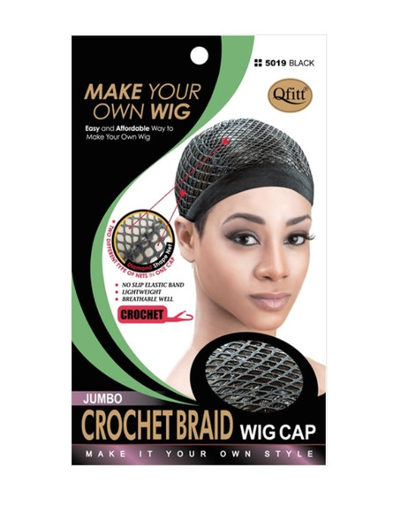 #5019 Premium Crochet Braid Wig Cap- Black