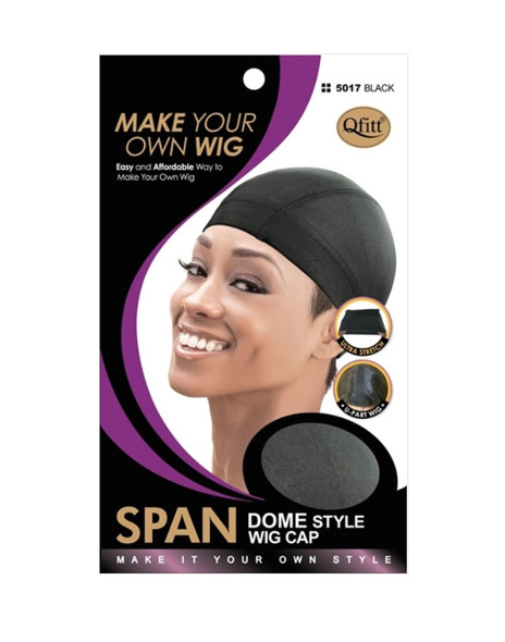 #5017 Span Dome Style Wig Cap- Black