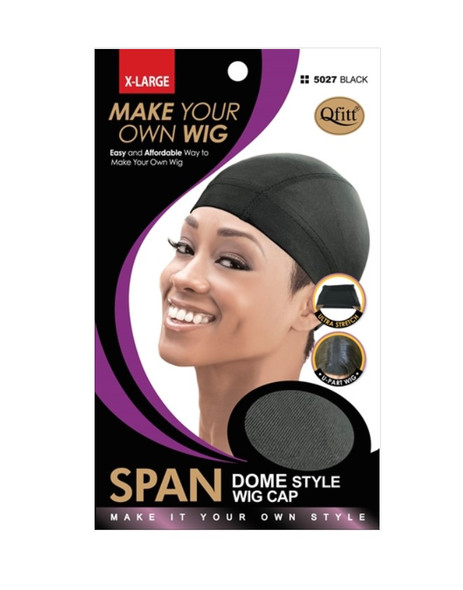 #5027 XL Span Dome Style Wig Cap- Black