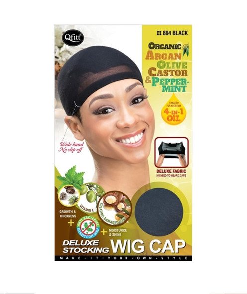 #804 Deluxe Stocking Wig Cap- Black