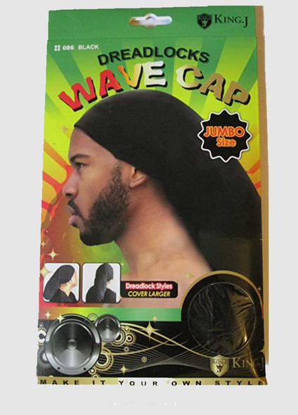 #086 Dreadlock Wave Cap Jumbo- Black