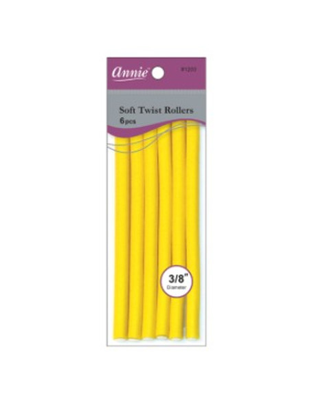 Annie- #1200 Soft Twist Rollers 7" 6ct Yellow