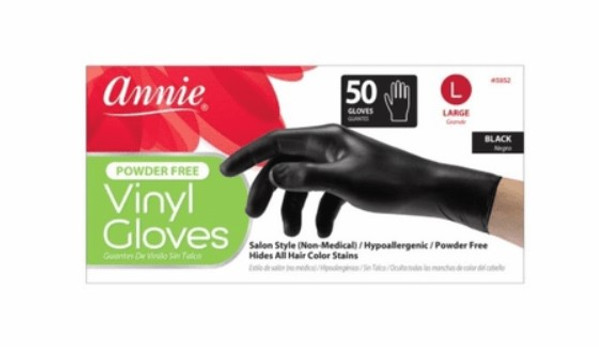 Annie Vinyl Gloves Large 50ct Black #3852
