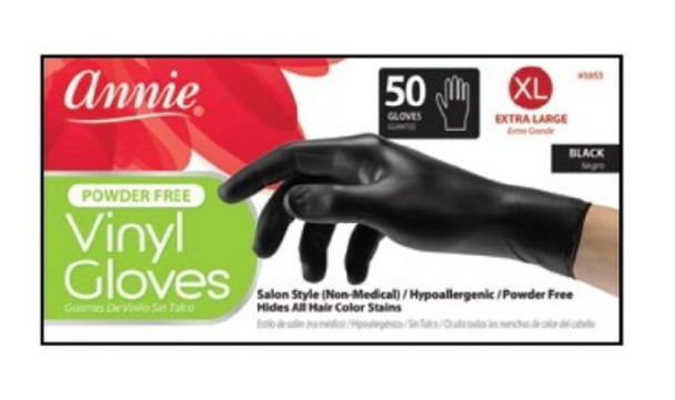 Annie Vinyl Gloves X-Large 50ct Black #3853