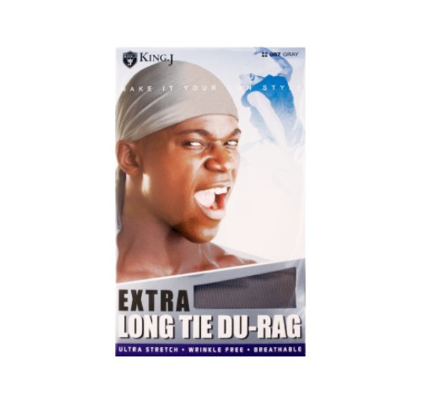 Extra Long Tie Du-Rag #007 Gray