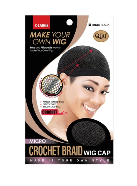 #5034 XL Micro Crochet Braid Wig Cap- Black