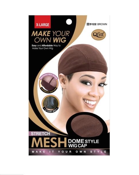 #5122 XL Stretch Mesh Dome Style Wig Cap- Brown