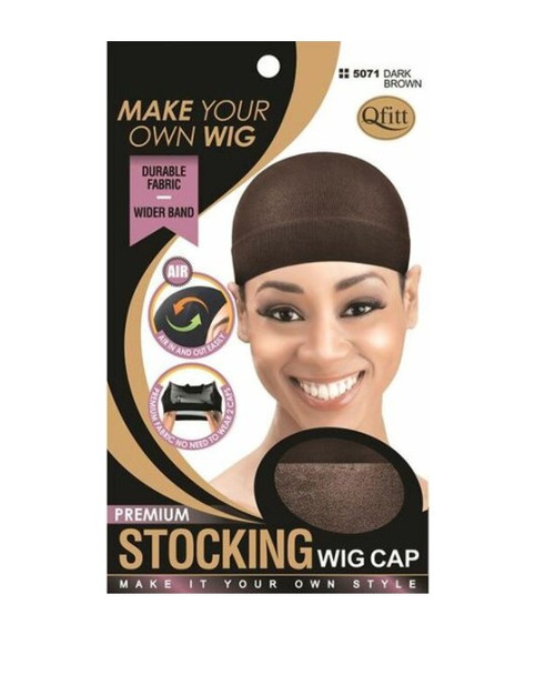 #5071  Premium Stocking Wig Cap- Dark Brown