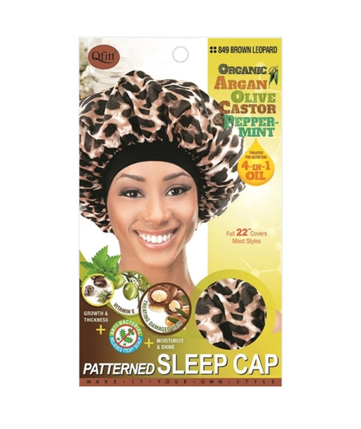#849 Patterned Sleep Cap- Leopard Assorted Color Chosen
