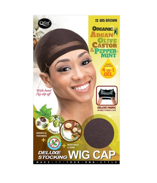 #805 Deluxe Stocking Wig Cap- Brown