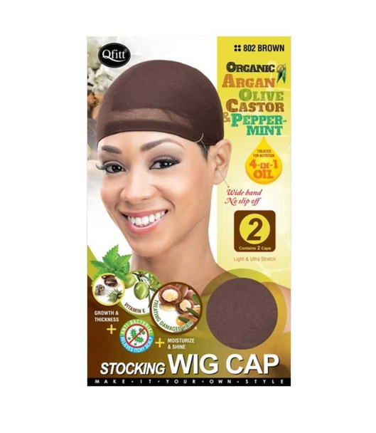 #802 Organic Stocking Wig Cap 2 Caps- Brown