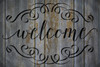 Welcome Word Stencil  with Flourishes - 12" x 8" - STCL1007_2 - by StudioR12