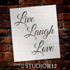 Live, Laugh, Love - Trendy Script - Word Stencil - 9 1/2" x 11" - STCL1193_2